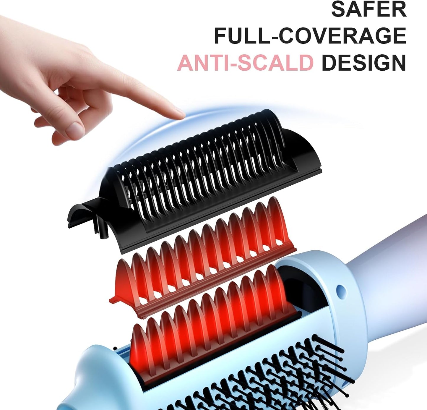 BEAUTYOVO Cepillo secador 3 en 1 con cepillo redondo y alisador, cepillo secador de pelo con 3 ajustes de calor/velocidad, estilizador de cabello y voluminizador con tecnología iónica para secar