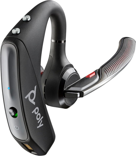 Poly Voyager 5200 Auriculares inalámbricos (Plantronics) – Auriculares Bluetooth de un solo oído con micrófono de cancelación de ruido – Diseño ergonómico – Controles de voz – Ligero – Conecte al