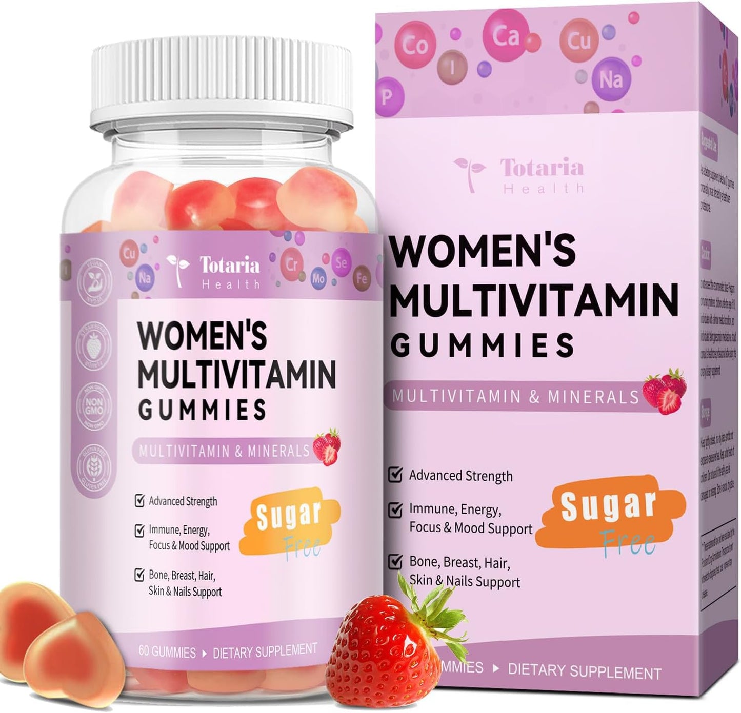 Totaria Gomitas multivitamínicas sin azúcar para mujeres mayores de...