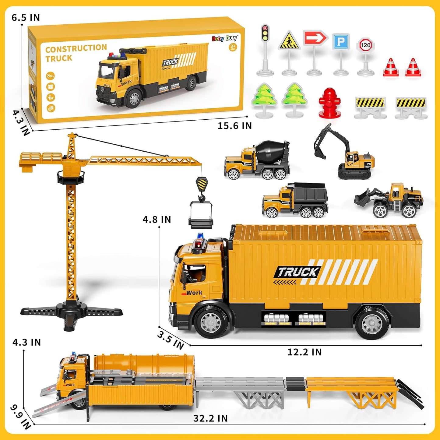 Camiones Transportadores de Carreras para Niños, Juguetes de Camion...