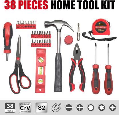 SPICIMOMO Basic Home Kit de Herramientas Rojo - Juego de Herramient...