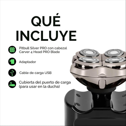 Skull Shaver - Afeitadora de cabeza y cara Pitbull Silver PRO SX5