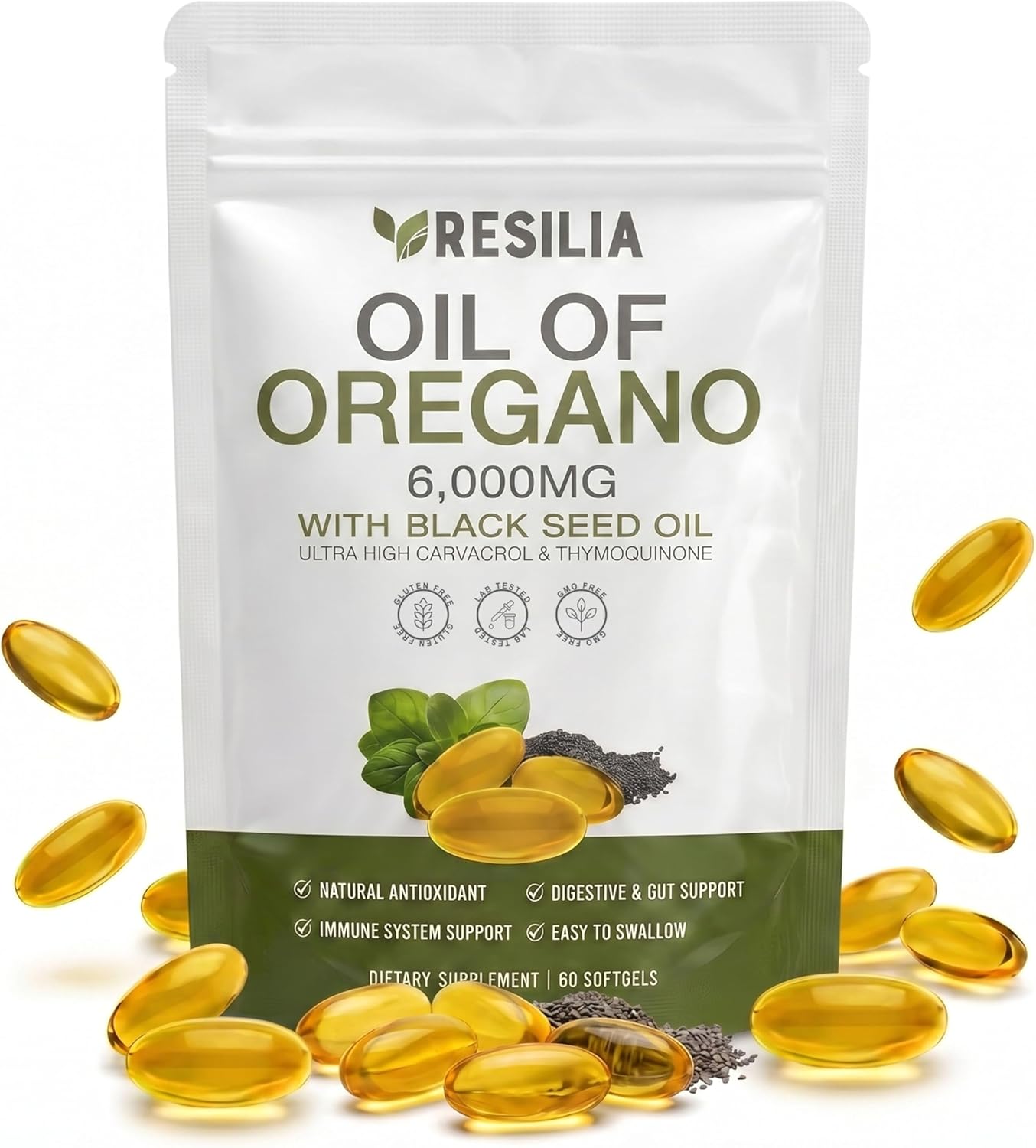 Cápsulas blandas Resilia con aceite de semilla negra de 6000 mg \u2...
