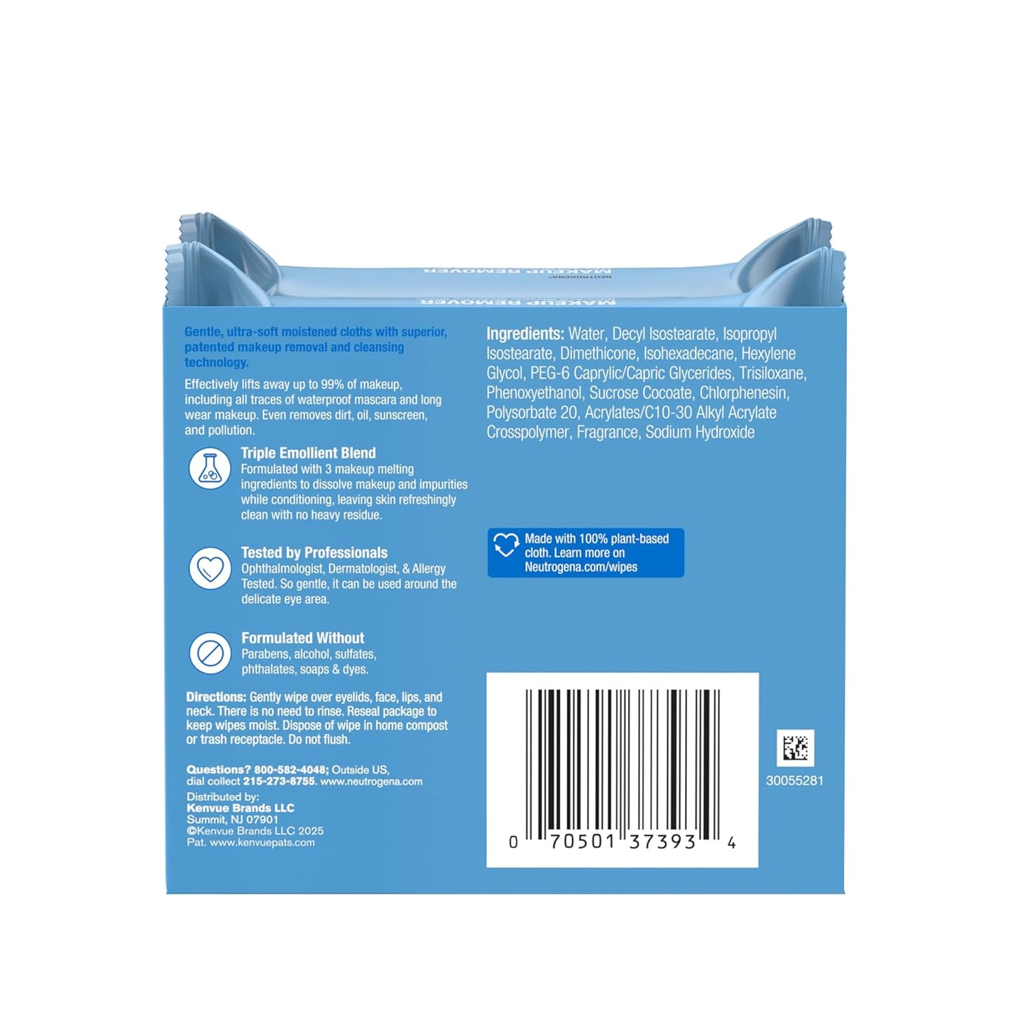 Neutrogena Toallitas para quitar maquillaje micelares sin alcohol p...
