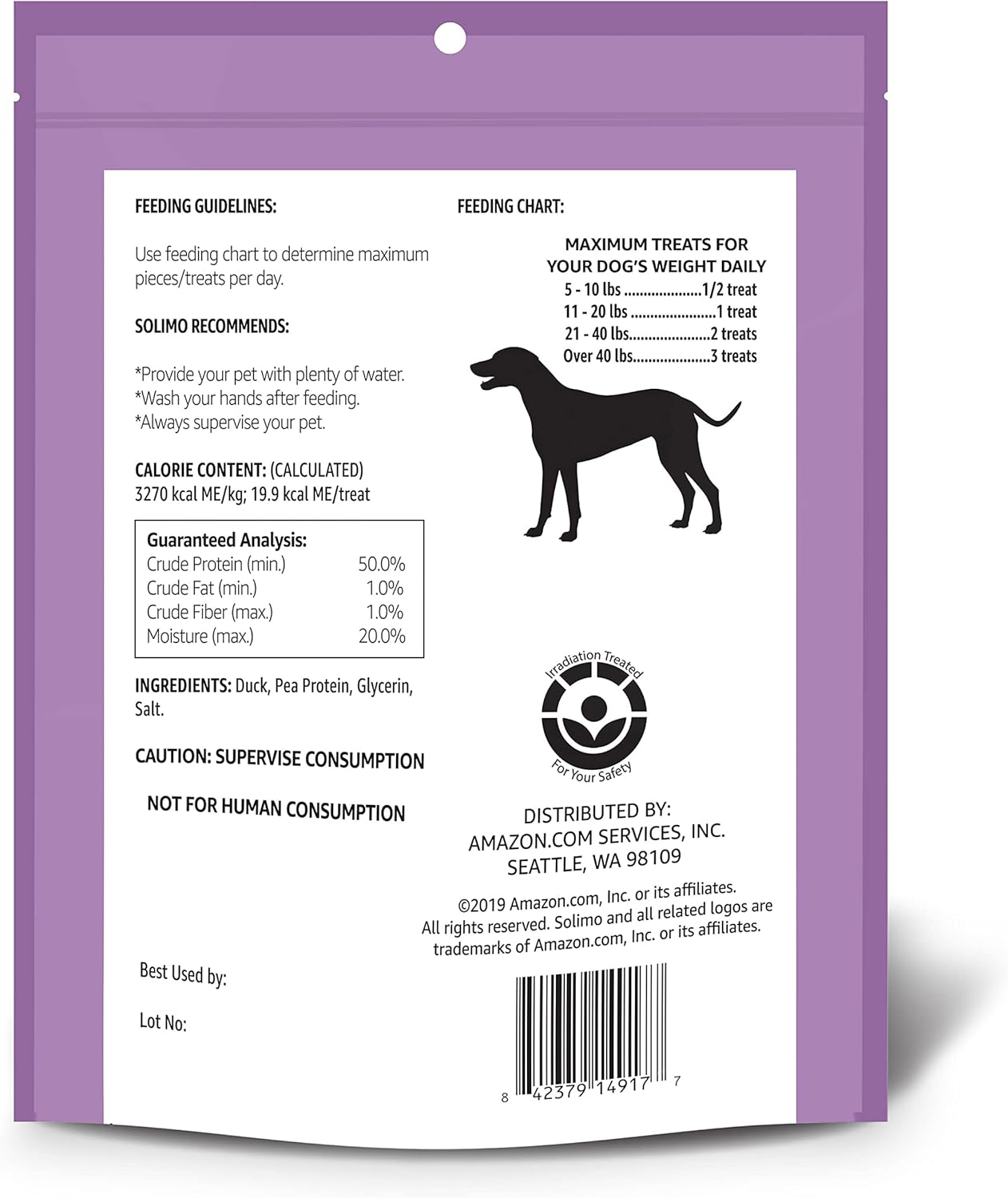 Marca de Amazon - Solimo Golosinas de pato deshidratado para perros...