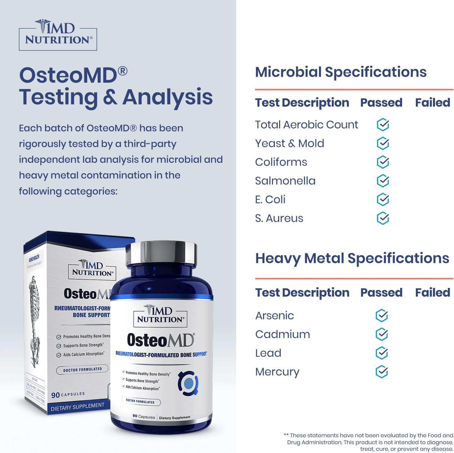1MD Nutrition OsteoMD para un apoyo óseo integral | con hidroxiapat...
