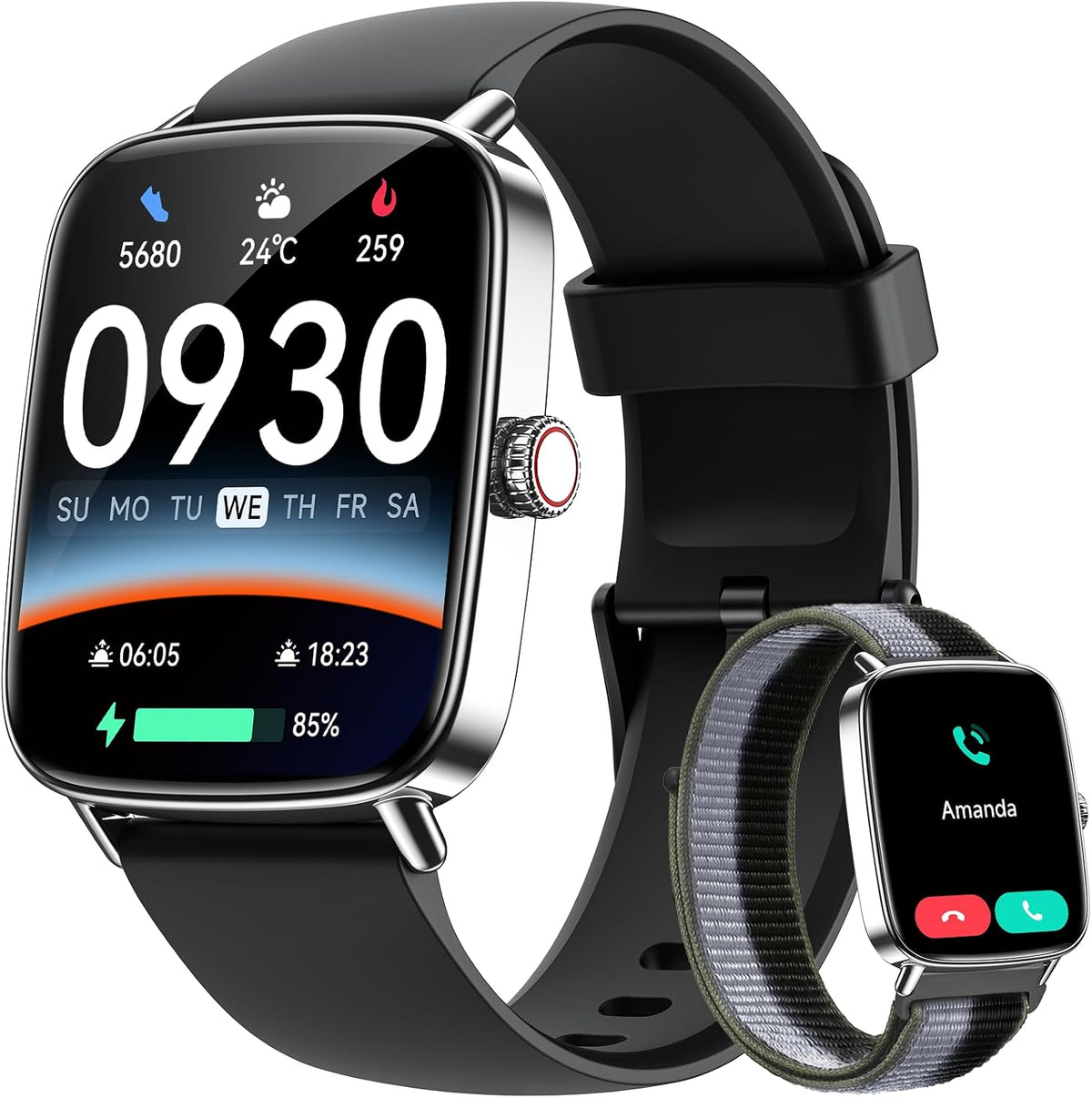 Reloj inteligente para mujeres y hombres, 1.85 pulgadas HD AMOLED F...
