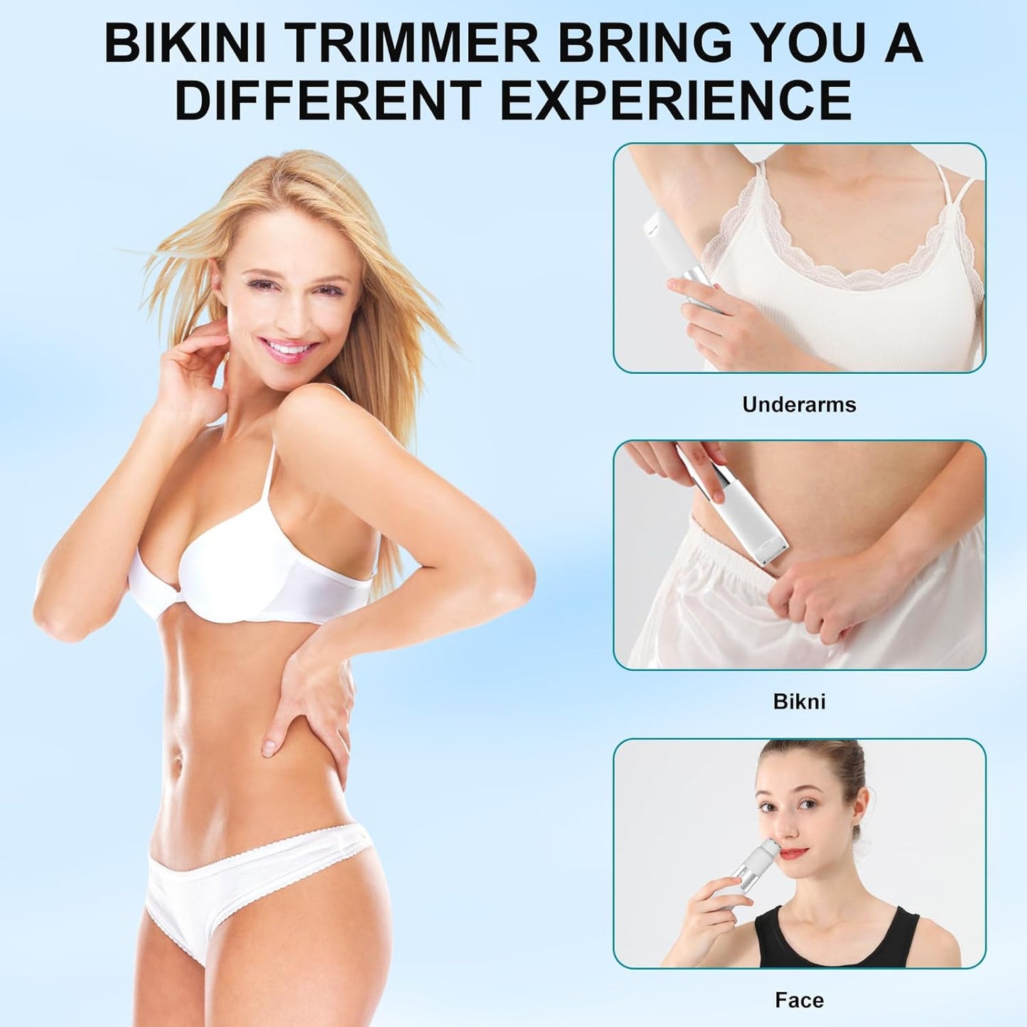 Depiladora eléctrica de bikini para mujer, depilación 5 en 1 para c...