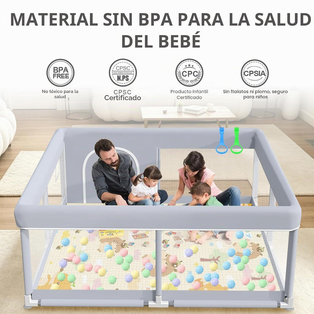 XVISHX Corralito para bebés con alfombra, corralito de juego de 50...