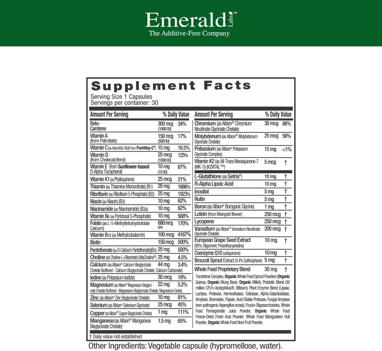 EMERALD LABS Multivitamínico 1-Diario para Mujeres 45+ - Multivitam...