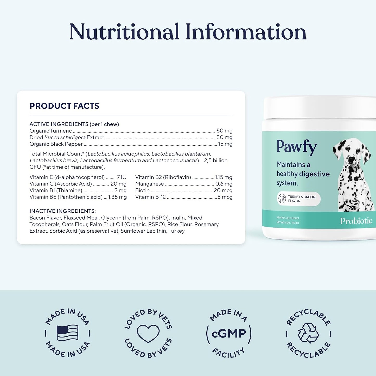 Pawfy Probióticos para perros | Apoya la salud digestiva, diarrea p...