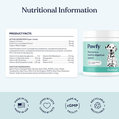 Pawfy Probióticos para perros | Apoya la salud digestiva, diarrea p...