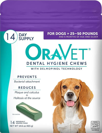 Oravet Masticables dentales para perros, masticables para cuidado e...