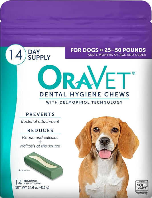 Oravet Masticables dentales para perros, masticables para cuidado e...