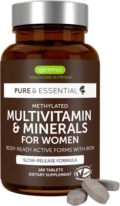 Igennus Multivitamínico metilado de alta potencia para mujeres, ing...