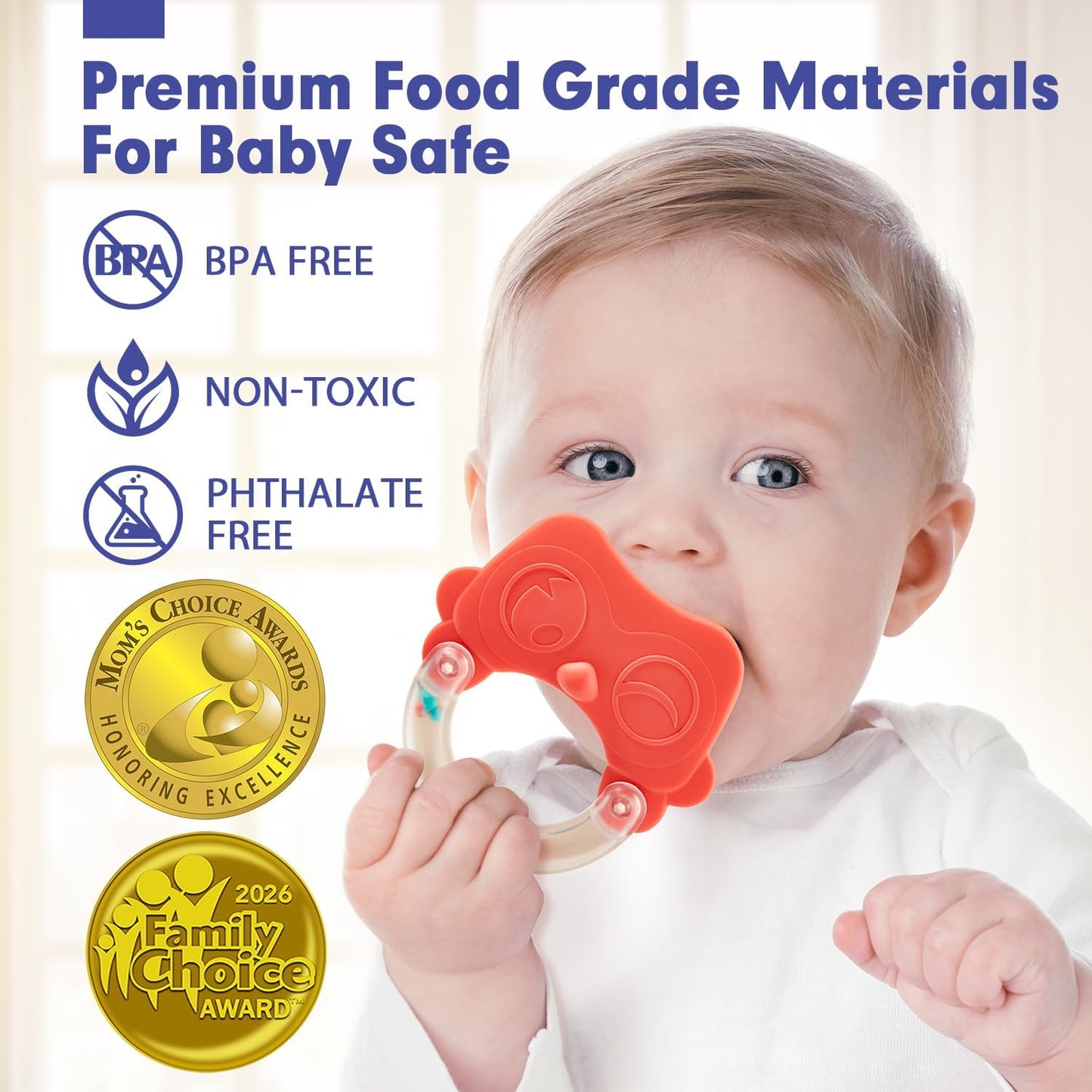 hahaland Juguetes para bebés de 0 a 6 meses, sonajeros para bebés, juguetes para dentición de 3 a 6 meses, juguetes para bebés recién nacidos de 6 a 12 meses, juguete agitador de mordedor para bebés
