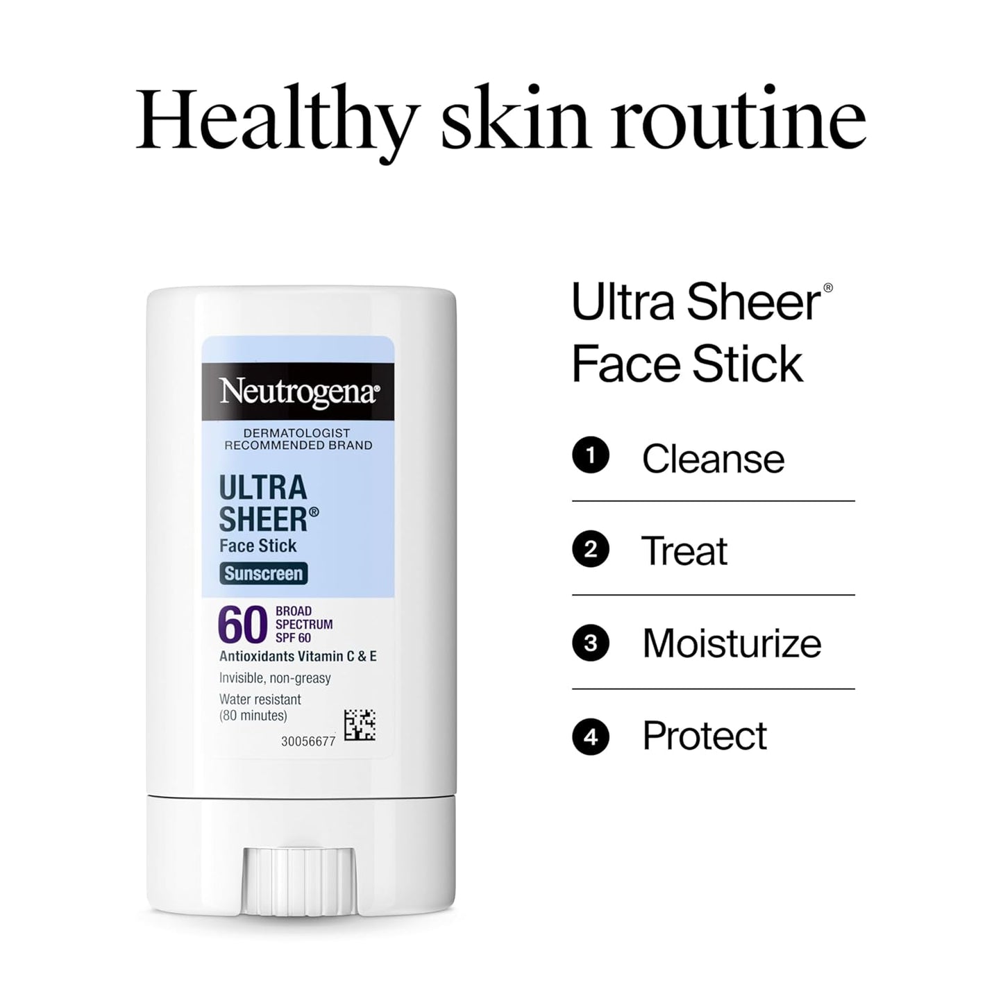 Neutrogena Protector solar facial en barra ultra transparente SPF 6...