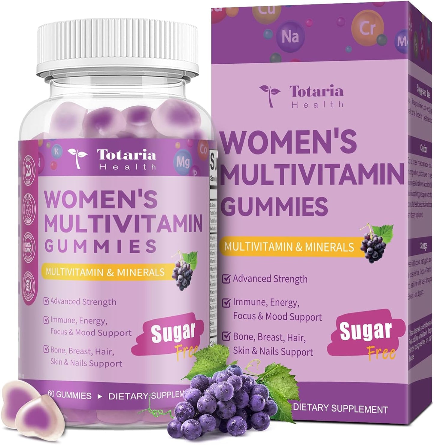 Totaria Gomitas multivitamínicas sin azúcar para mujeres mayores de...