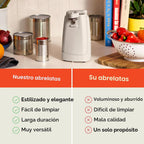 bella Abrelatas eléctrico y afilador de cuchillos, palanca de corte...