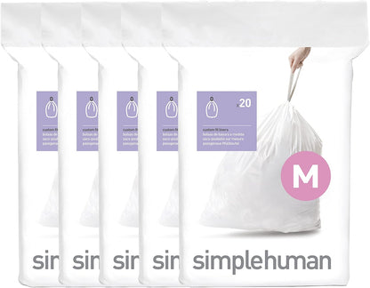 simplehuman Code M - 100 forros de ajuste personalizado, bolsas de...