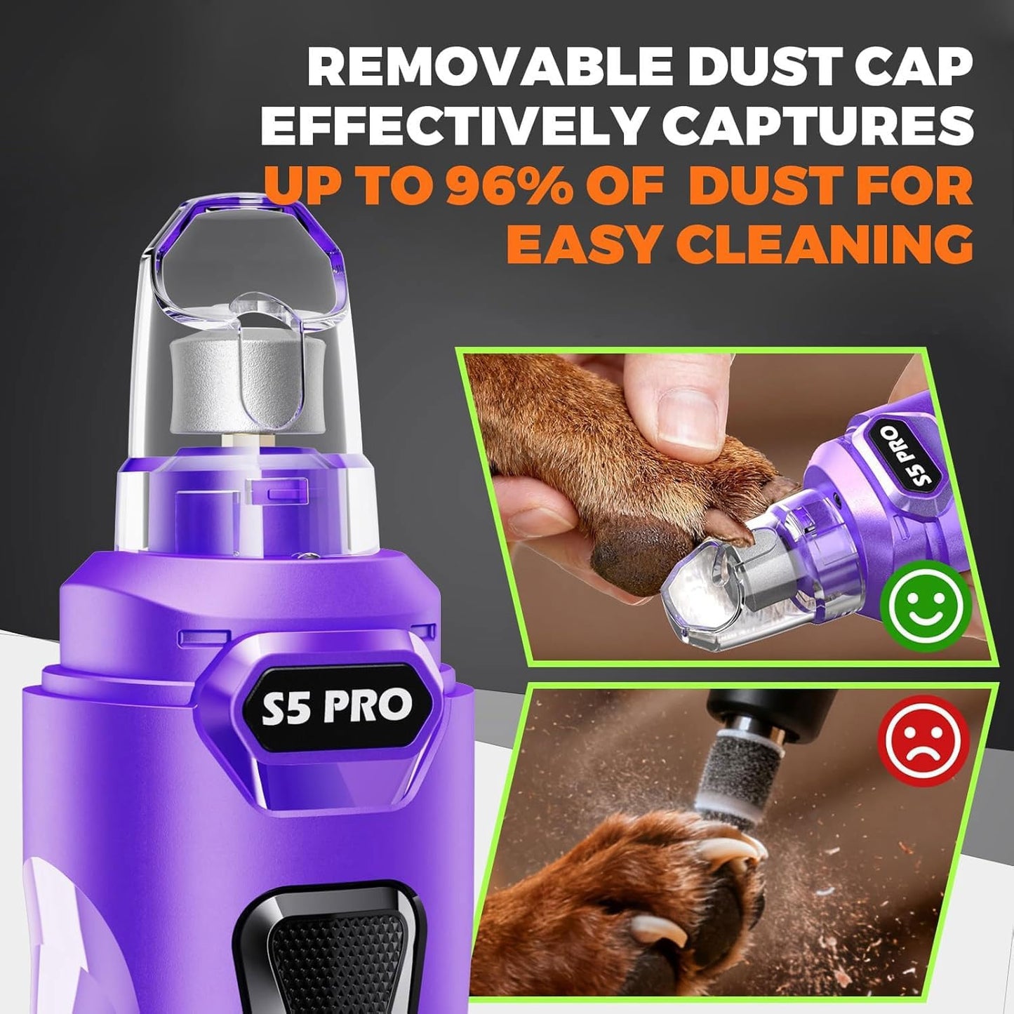 Whisper - Molinillo de uñas silencioso para perros, seguro y sin es...