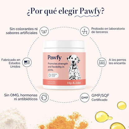 Pawfy Suplemento para Cadera y Articulaciones para Perros con MSM y...