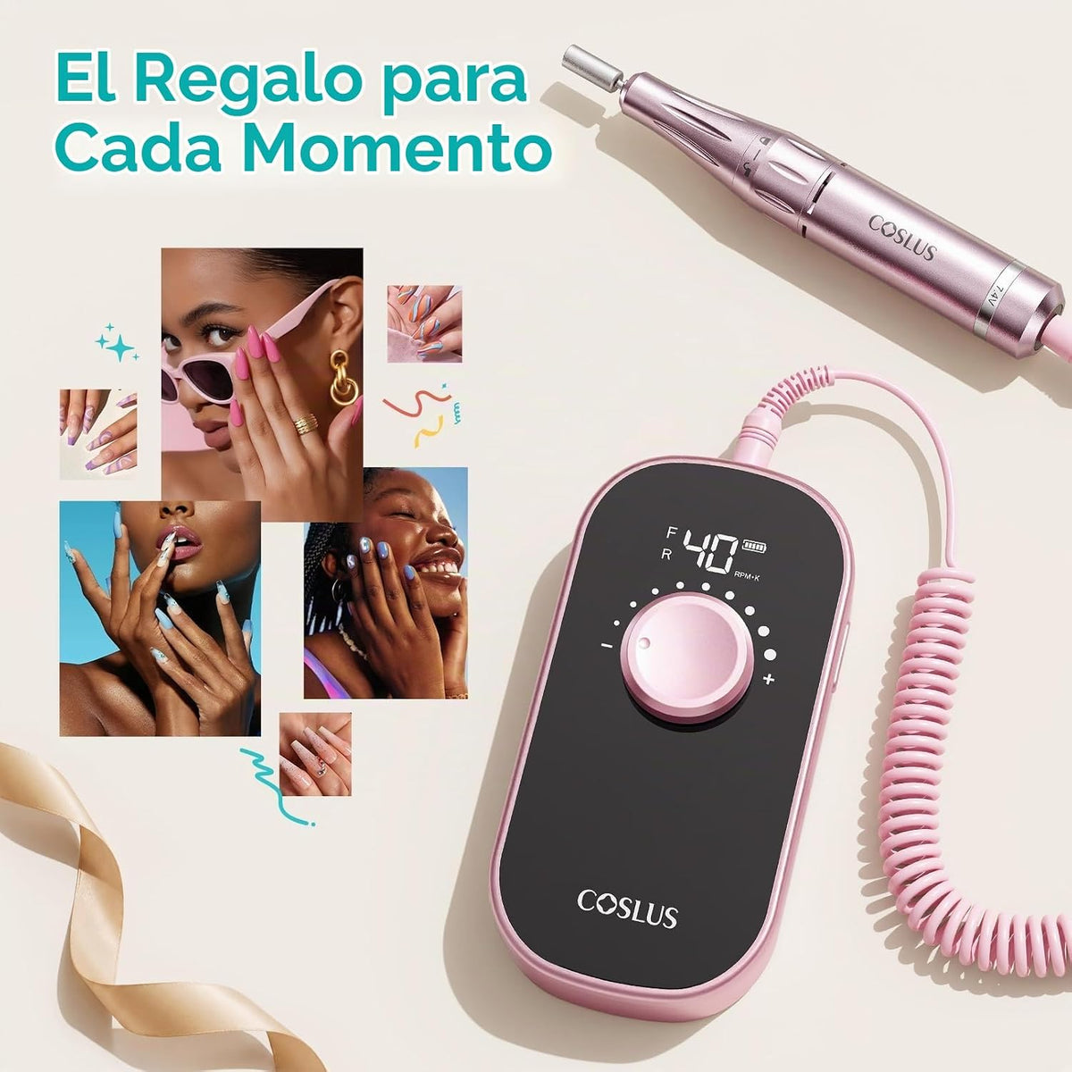COSLUS Taladro de uñas eléctrico profesional recargable de 40000 RP...