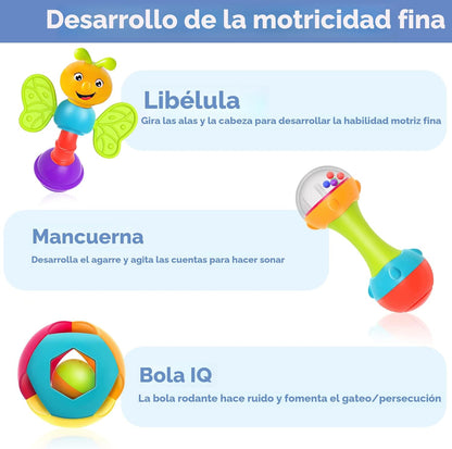 iPlay, iLearn Juego de 10 sonajeros para bebés, juguetes, sonajero fácil de agarrar y sacudir, mordedor sensorial, juguete musical de aprendizaje y desarrollo para bebés, regalo para baby shower y