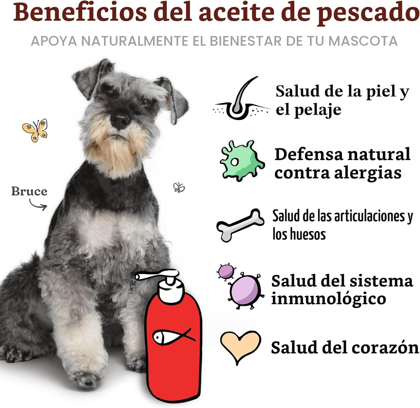 Aceite de pescado para perros - Piel y pelaje saludables, salmón, a...