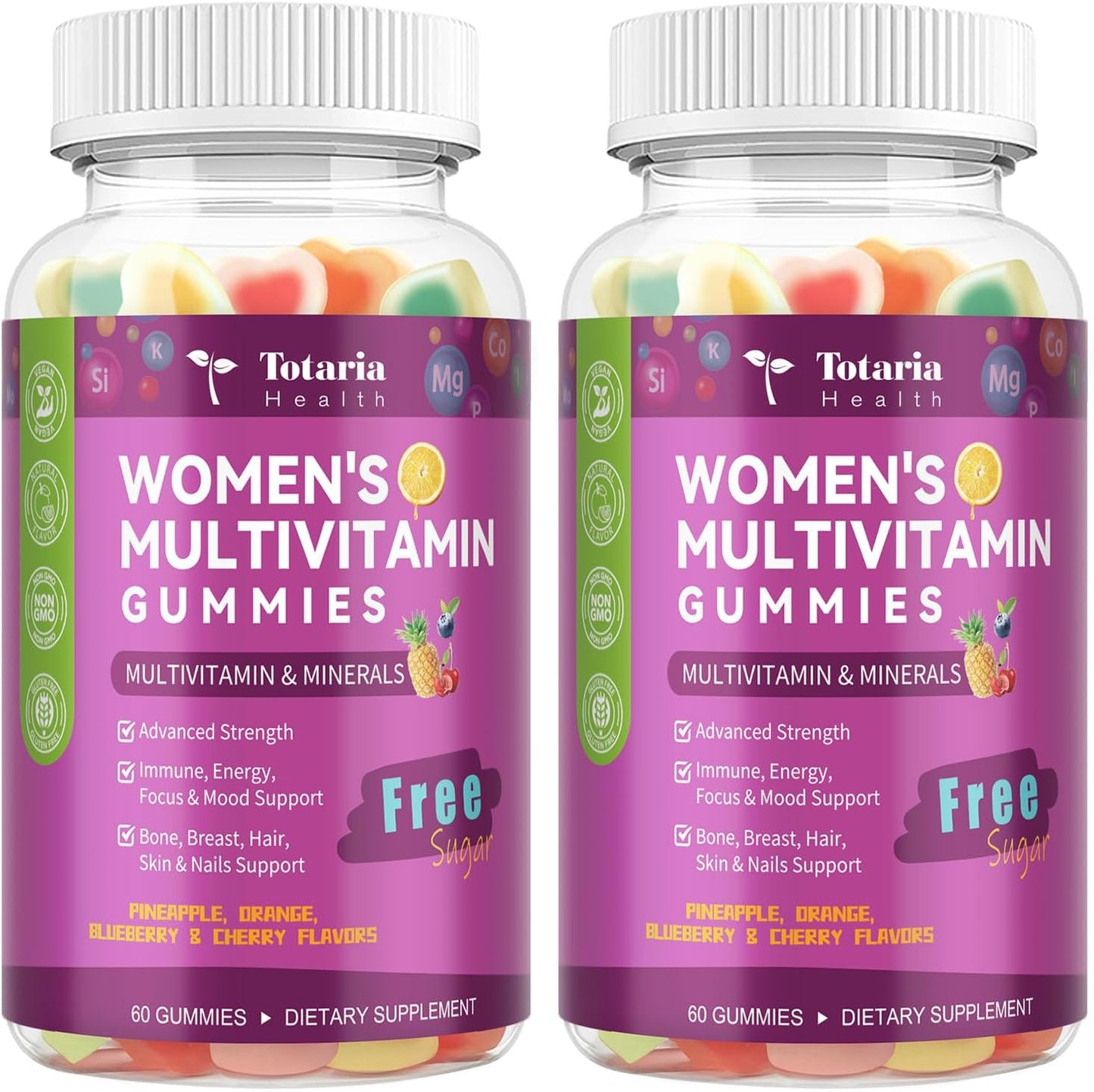 Totaria - Gomitas multivitamínicas sin azúcar para mujeres de 14 añ...