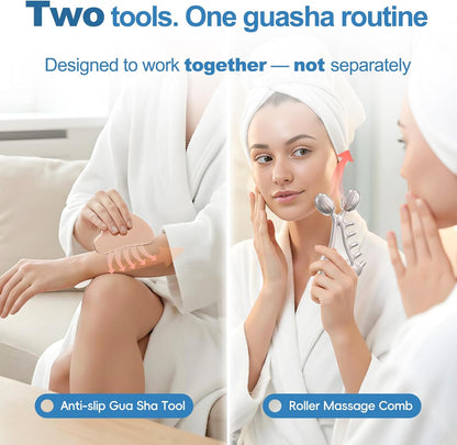 Gua Sha - Juego de herramientas faciales y rodillos faciales, herra...