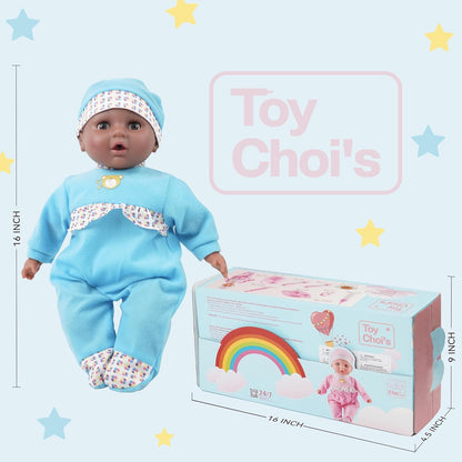 Toy Choi's Muñeca de bebé interactiva de 16 pulgadas, color azu...