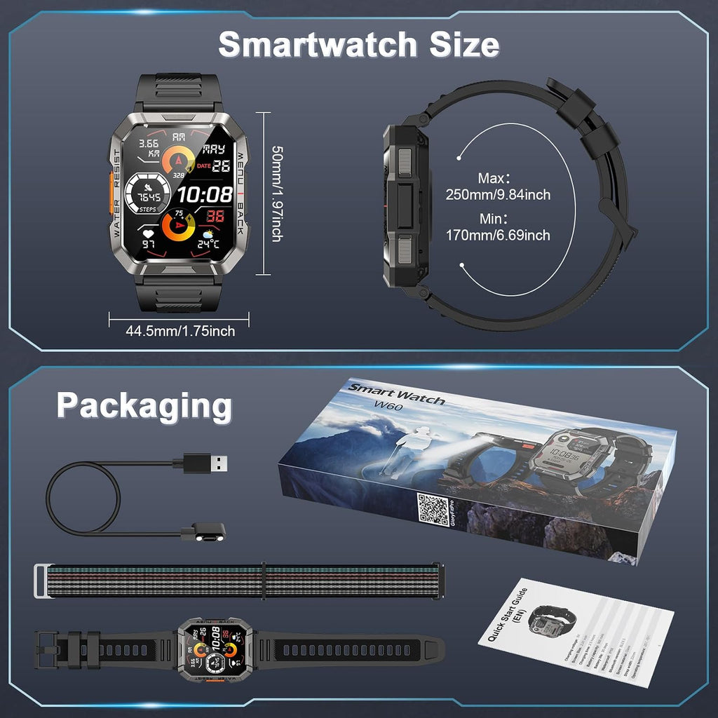 Reloj inteligente militar para hombre (respuesta\/hacer llamadas),...