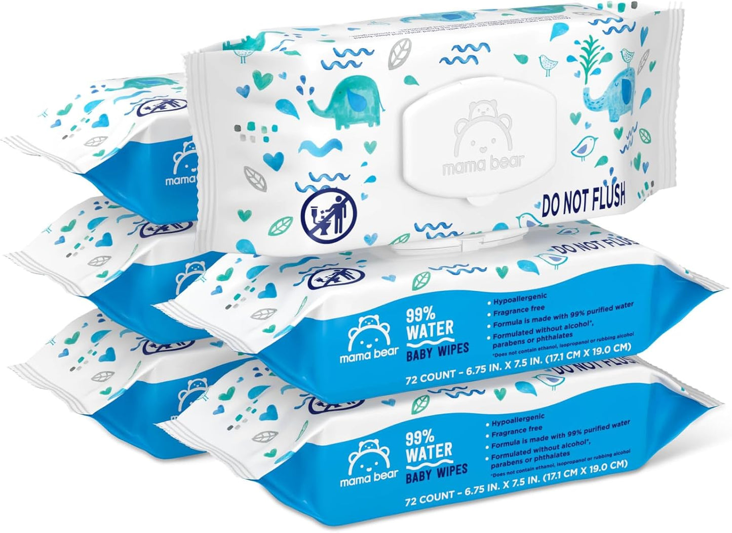 Marca Amazon \u2013 Mama Bear - Toallitas para bebés 99% de agua, h...