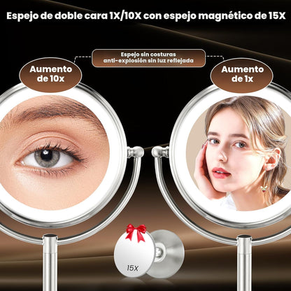 Espejo de maquillaje profesional grande de 8.5 pulgadas con luces m...