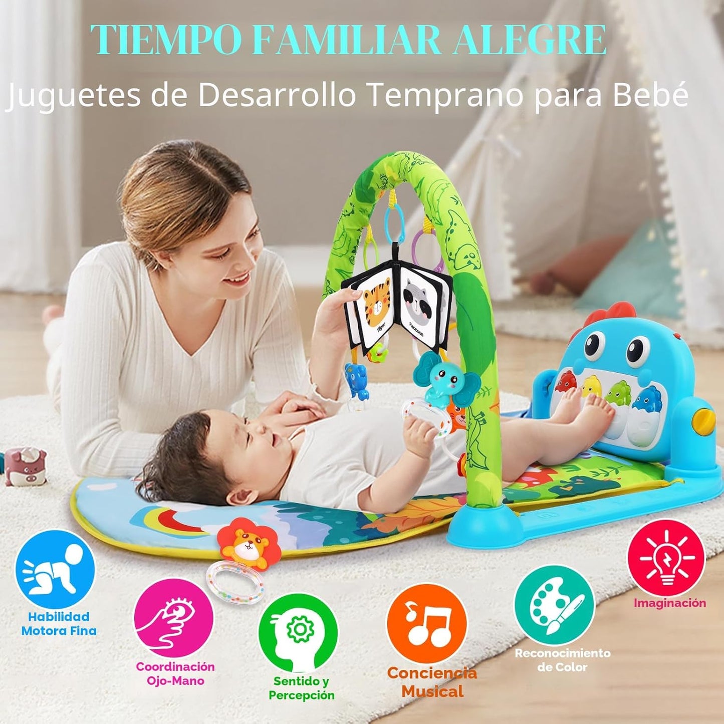 UMIKU Tapete de Juego para Bebé Alfombra de Tiempo Boca Abajo para...