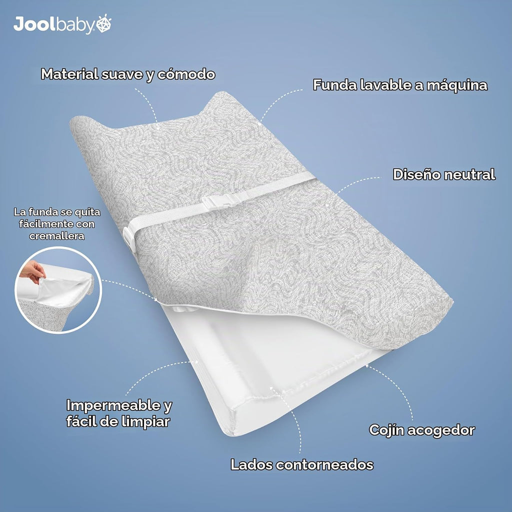 Jool Baby Cambiador suave + funda lavable (patrón de ondas, gris) |...
