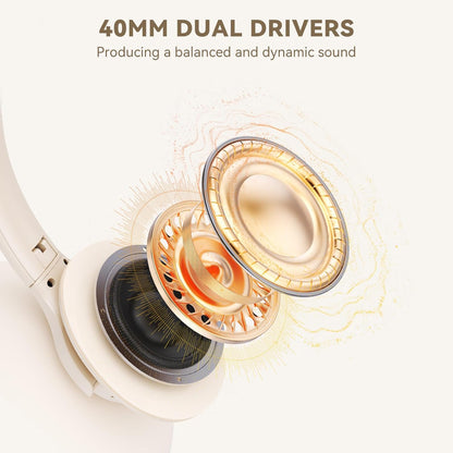 KVIDIO Auriculares Bluetooth sobre la oreja, 65 horas de reproducci...