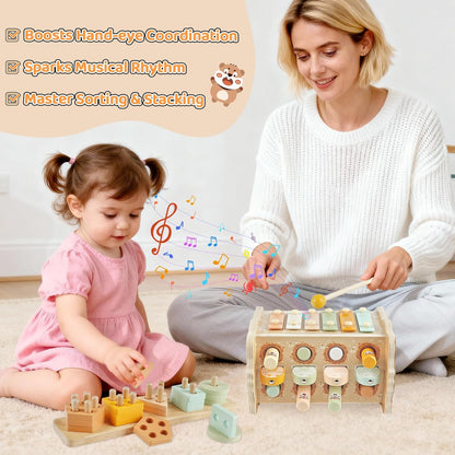 Juguetes Montessori de madera para niños de 1 año, juguete de marti...