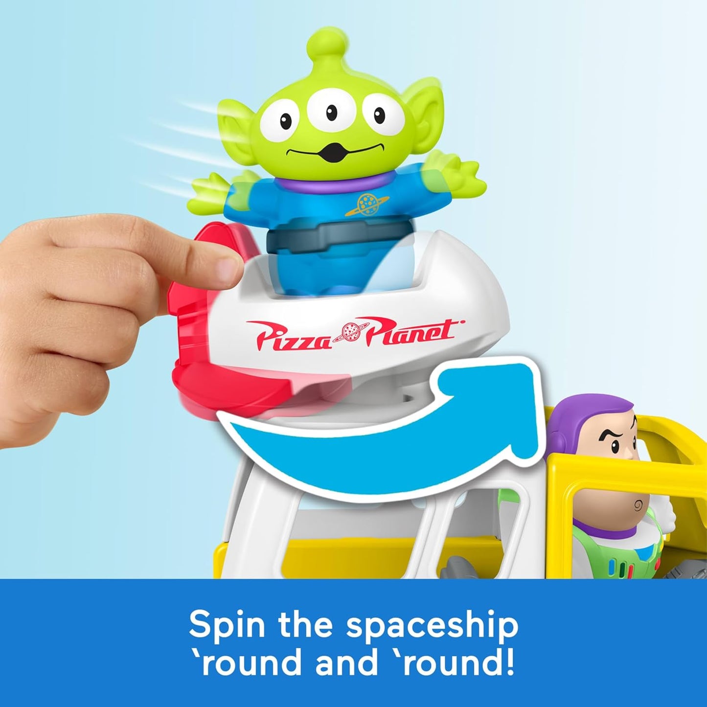 Fisher-Price Little People Juguete para niños pequeños de Disney y Pixar Toy Story Pizza Planet Truck con Buzz Lightyear y figuras alienígenas para niños a partir de 18 meses