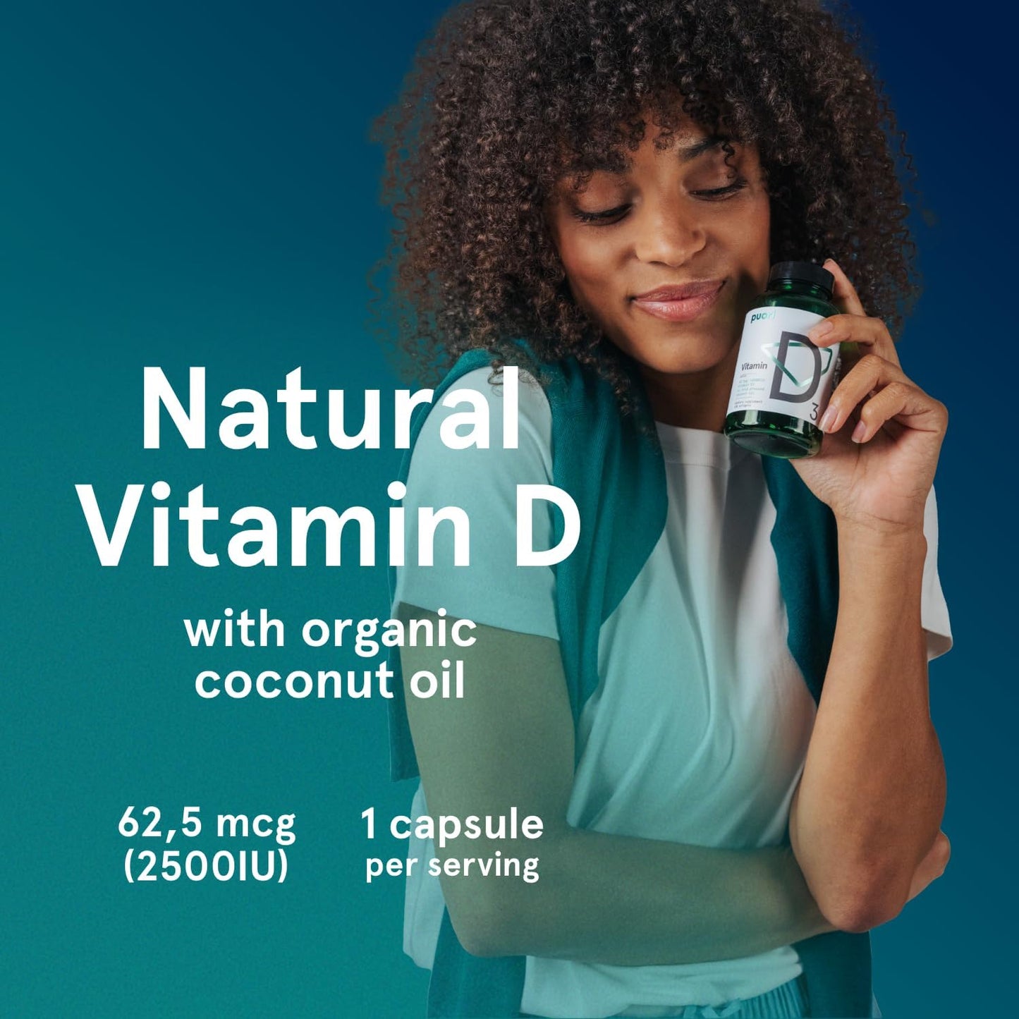 Puori Cápsulas blandas de vitamina D3, 2500 UI (62.5 mcg) \u2013 Su...