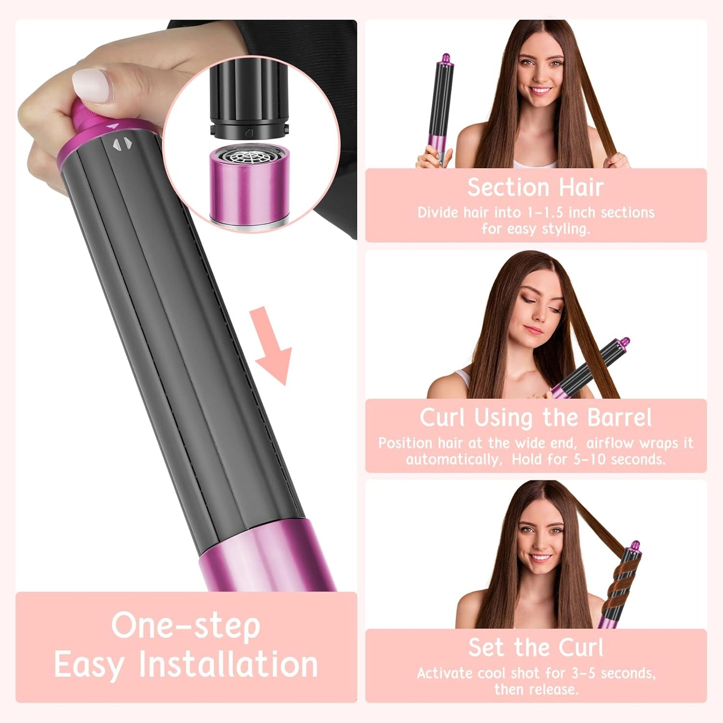 ZEPHBLOW Barril largo para Dyson Airwrap, rodillos rizadores de pel...