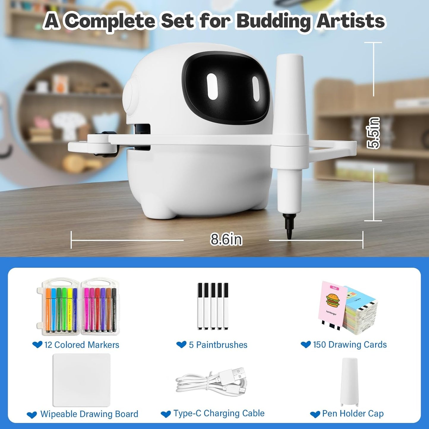 RIVGOT Robot de dibujo para niños con 150 tarjetas, máquina de dibu...