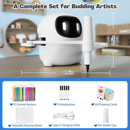 RIVGOT Robot de dibujo para niños con 150 tarjetas, máquina de dibu...