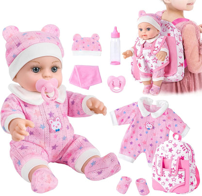 BDDOLL Muñeca de bebé de 12 pulgadas en caja de regalo con mochila...