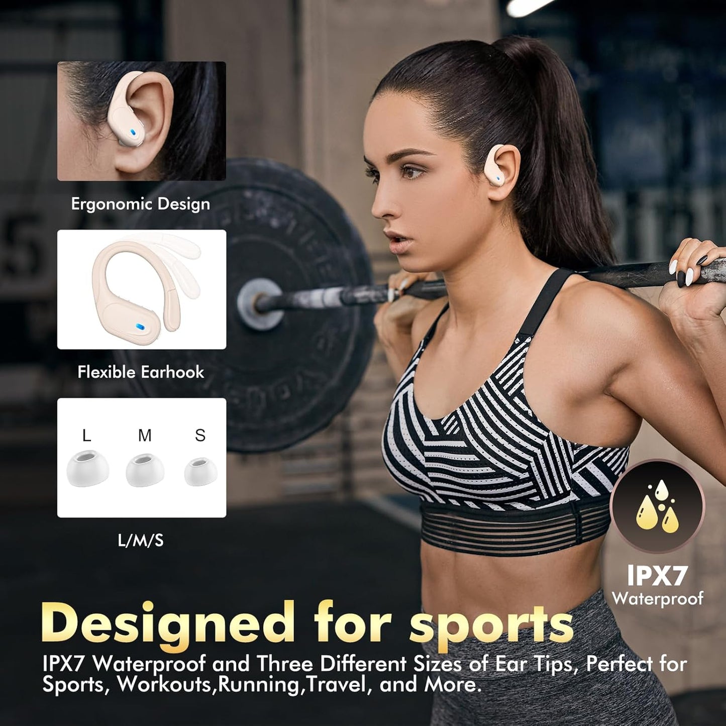 HAOYUYAN Auriculares inalámbricos, auriculares Bluetooth deportivos...