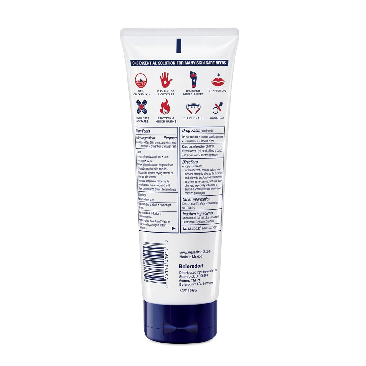 Aquaphor Ungüento Curativo de Terapia Avanzada, Protector de la Piel, Hidratante para Piel Seca, Tubo de 7 Onzas