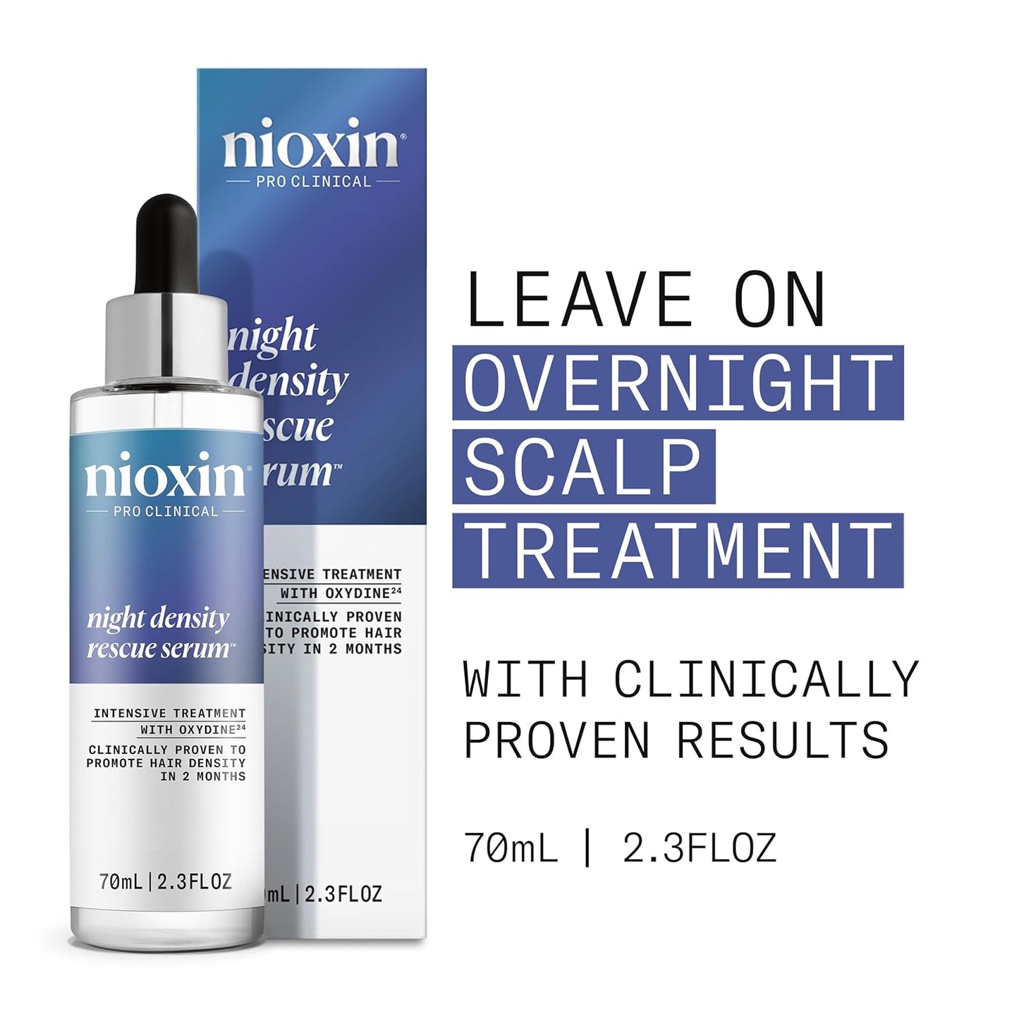 Nioxin Night Density Rescue Serum | Suero para engrosar el cabello durante la noche | Protege contra la rotura del cabello | Tratamiento intensivo con Oxydina | 2.4 onzas líquidas