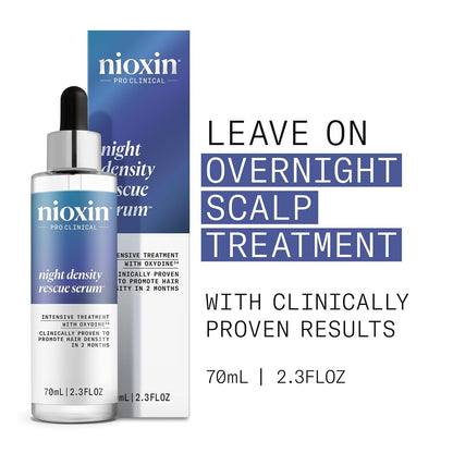 Nioxin Night Density Rescue Serum | Suero para engrosar el cabello durante la noche | Protege contra la rotura del cabello | Tratamiento intensivo con Oxydina | 2.4 onzas líquidas