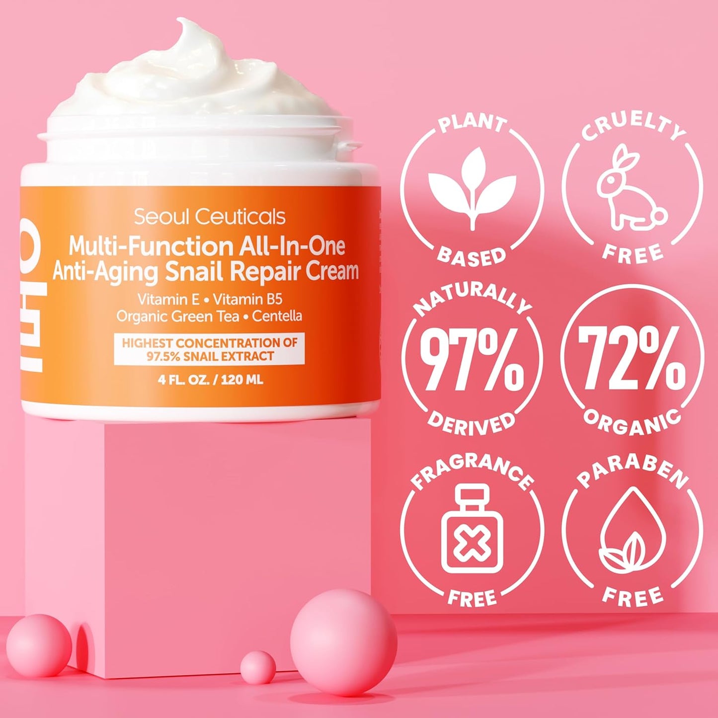 SeoulCeuticals Crema Hidratante de Mucina de Caracol Grande 4 oz 97...